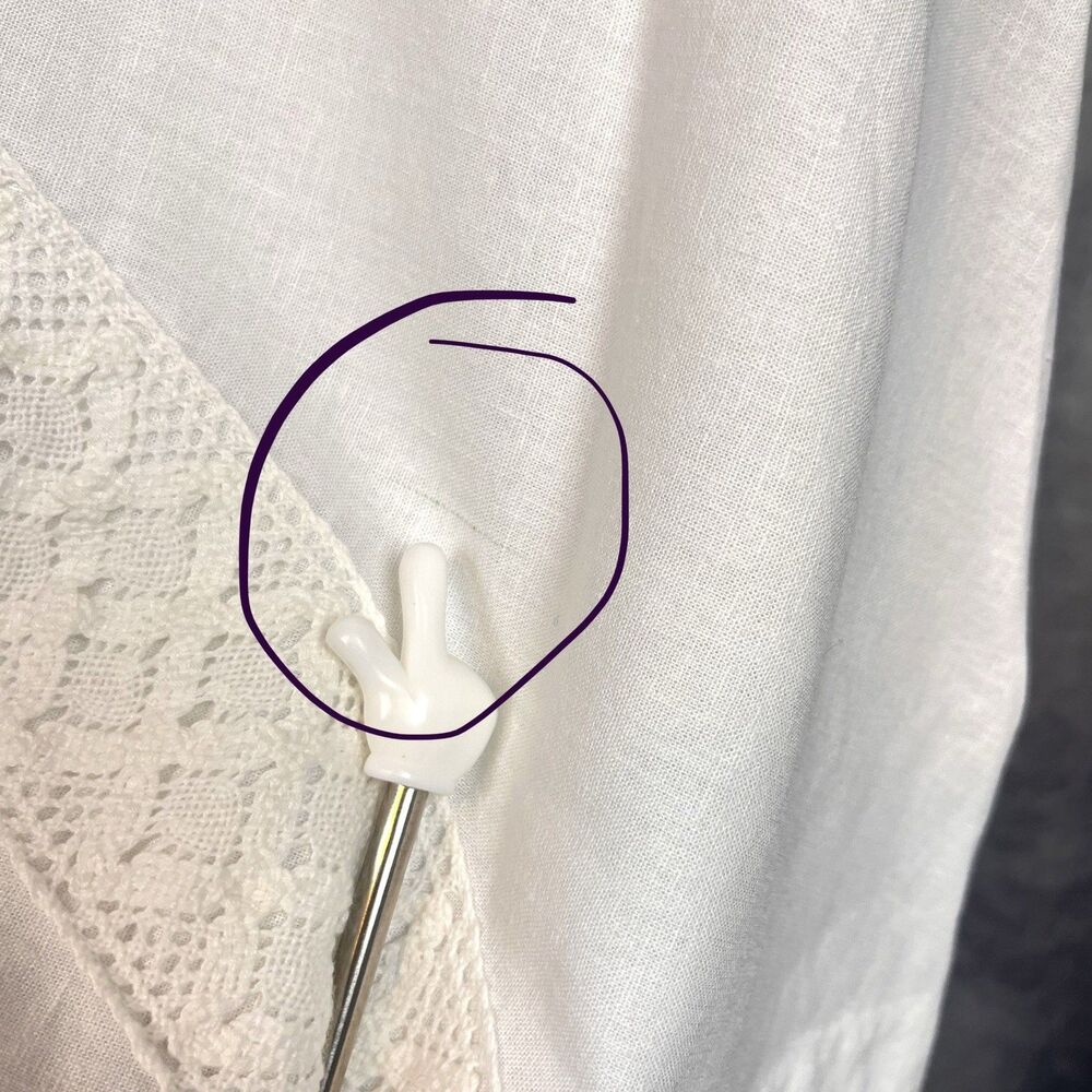 Carol Little White Linen Midi A-Line Skirt Size 10 Lace Trim Lined Cottagecore - Picture 8 of 14